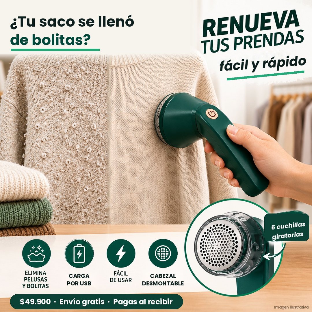 Quitamotas eléctrico sobre un saco de lana
